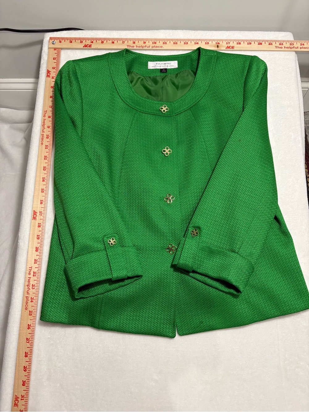 Talbots Vibrant Green Textured Button Blazer